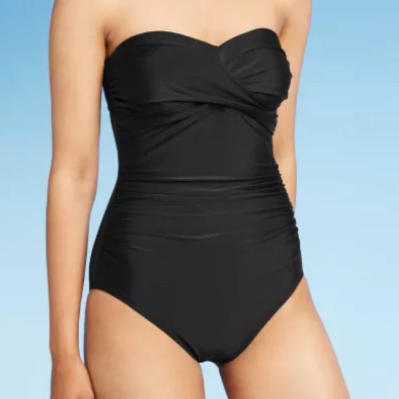 NWT Kona Sol Shirred Bandeau One Piece Swimsuit - Picture 4 of 4